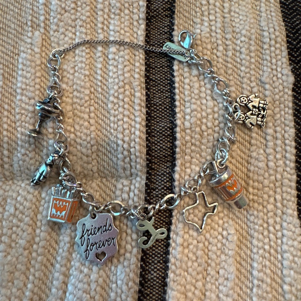 James Avery Silver Charm Bracelet with Orange Accents